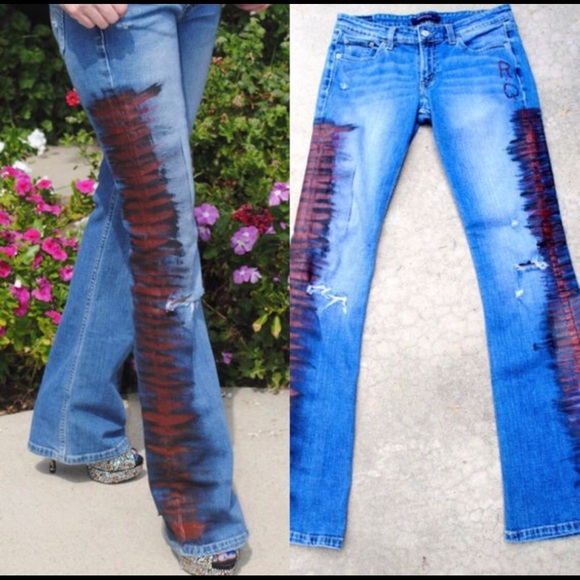 ❌SOLD!❌ Levi’s Jeans custom painted Rock N Roll - Picture 2 of 4